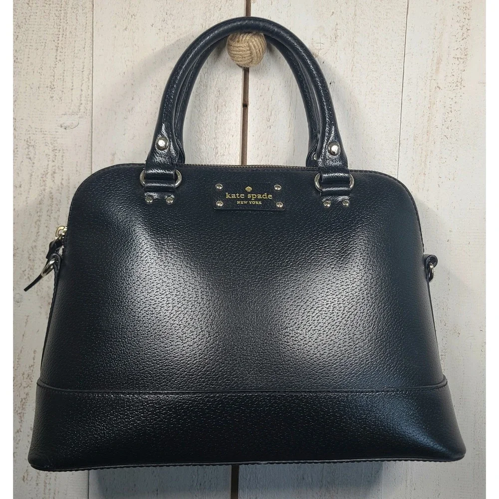 Kate Spade Wellesley Small RachelleBlack Leather Satchel BagChic Quiet Luxury